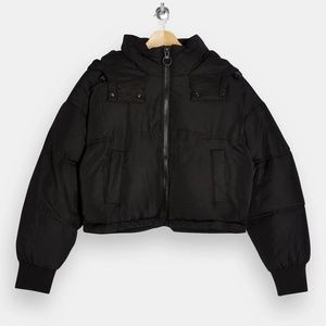 Topshop Sasha Puffer Jacket - Black